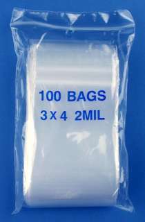 Case of 1000 2mil Clear 3x4 Zip Lock 3 x 4 ZipLock Bags  