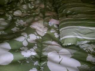 Green & White Floral King Size Comforter that reverses to Stripe by 