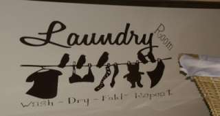 Vinyl WALL LETTERING Laundry Room Birds Clothesline  