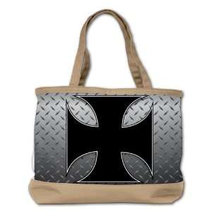  Shoulder Bag Purse (2 Sided) Tan Iron Maltese Cross Plate 