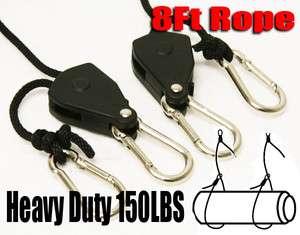   2pcs) Heavy Duty 150lbs Grip Rope Ratchet Grow Light Fan Filter Hanger