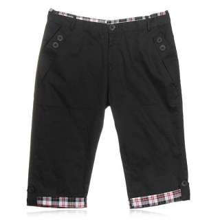 Fashion Men Casual Roll Up Plaid Slim Fit Pleated Pockets Short Pants 