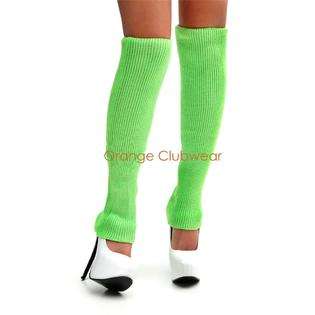 Leg Avenue Bright Neon Green Ribbed Knee High Leg Warmers 