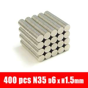 400 Disc Rare Earth Neodymium Magnets N35 6mm x 1.5 mm  