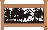 Log Home Balcony Panel Moose Trees Mountain Black  