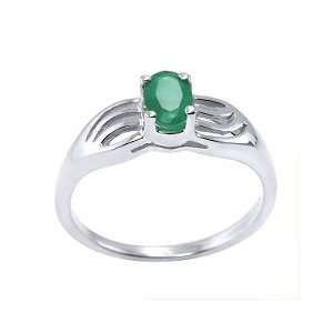 Oval Shape Emerald Ring in Sterling Silver