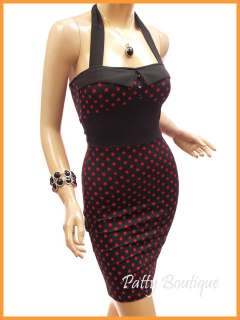 Cute Black with Polka Dots Halter Party Dress  