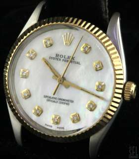   PERPETUAL 6566 SS/14K GOLD DIAMOND/MOP DIAL AUTOMATIC MENS WATCH