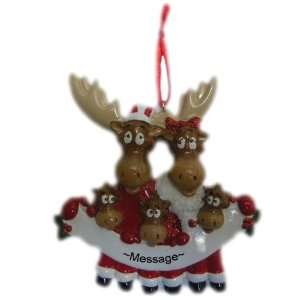   Moose Family 5 Christmas Holiday Gift Expertly Handwritten Ornament