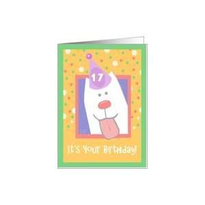 17th Birthday, Happy Dog, Party Hat Card  Toys & Games  
