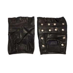  Mens Leather Studded Fingerless Gloves (Xs) Automotive