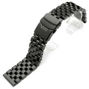   II Solid Stainless Steel Straight End Watch Band Push Button PVD Black