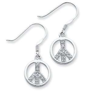    Sterling Silver CZ Peace Sign Earrings Vishal Jewelry Jewelry