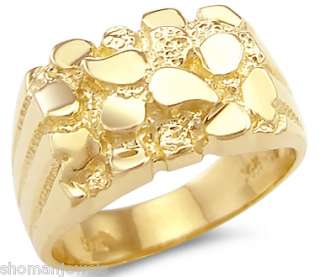 Solid 14k Yellow Gold Huge Heavy Mens Nugget Ring Band  
