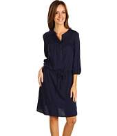 Three Dots 3/4 Sleeve Shirred Henley Dress $39.99 (  MSRP $128 