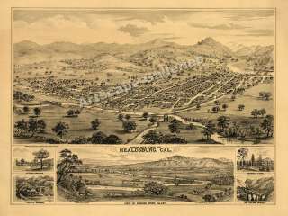 1876 Healdsburg California Map   Sonoma County   20x28  