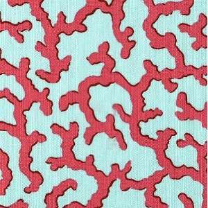  45 Wide Coral  Green/Pink Fabric By The Yard Arts 