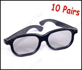 10 Pairs Plastic Frame Circular Polarized Lens 3D Glasses Movie Cinema 