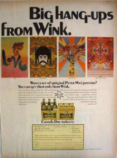 1968 CANADA DRY WINK   PETER MAX POSTERS Print Ad  