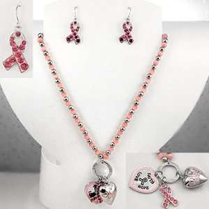   Awareness ~ Necklace/Earrings ~ Pink Ribbon Charms 