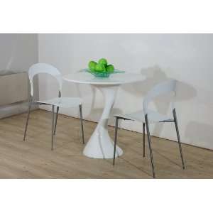 Twist White Lacquer Round Dining Table 