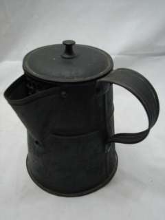   BLACK SOLDERED TIN COFFEE POT MAKER PITCHER W/LID & HANDLE TEA  