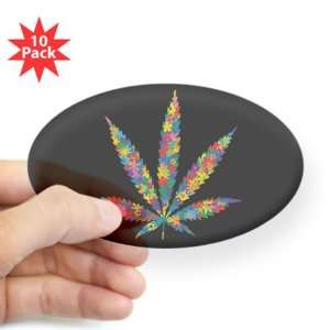   Sticker Clear (Oval) (10 Pack) Marijuana Flowers 60s 