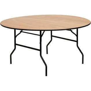FlashFurniture Round Wood Folding Banquet Table with Unfinished Top 