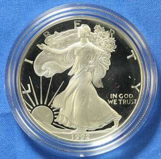 1992 S American Eagle Proof 1oz Silver Dollar $1 Coin San Francisco w 