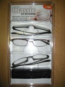 NIP 3pk Classic JLX Readers Reading Eye Glasses +1.50  