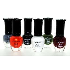 Gothic Style Nail Lacquer 6 Piece Combo Set + Waterproof Liquid Black 