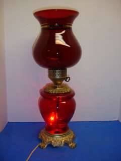 OLD RUBY RED GOLD GLASS GWTW LAMP  