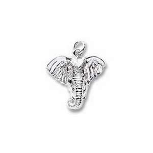 Elephant Head Charm   Sterling Silver