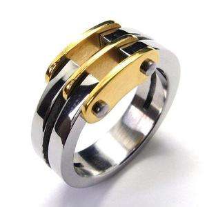 Mens Womens Golden Silver Stainless Steel Ring Size 10  