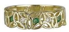 Trinity Knot Emerald & CZ Ring   10K   Made in Ireland  