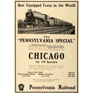  1912 Ad Pennsylvania Special Railroad Chicago Train Travel 