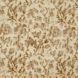  110 Wide Essential Floral Texture Ivory/Tan Fabric By 