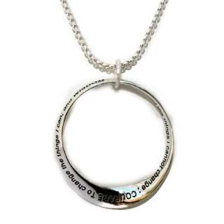   Family Silver Infinity Circle Serenity Prayer Necklace 18+2  