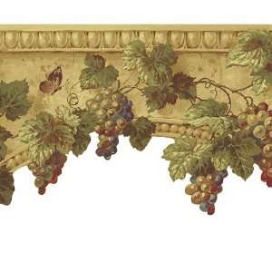 Grape on Stone Diecut Light Beige Wallpaper Border 