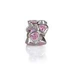 Bling Jewelry Pink Heart CZ 925 Sterling Silver Birthstone Bead 