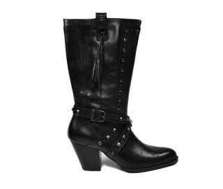   Nelle Fashion Dress Women Size Black Leather BOOTS 85818  
