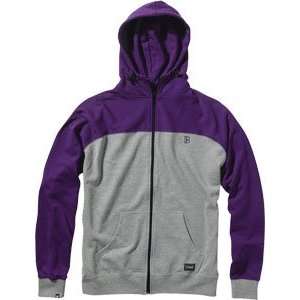   Contrast Zip Hooded Sweatshirt [Large] Purple/Grey
