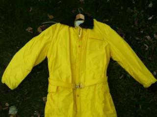 VTG 1950s Neon Yellow Snowmobile/Ski Suit Sz XL NOS  