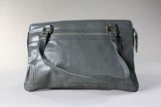 Vintage 70s Gray Leather Big Tote Bag Purse  