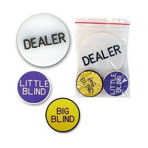  Poker Button Set   Dealer Big & Little Blinds   in Bag 