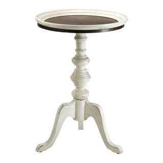 Distressed White French Country Round Side Table  