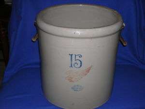Red Wing 15 gallon stoneware crock w/handles (no lid)   1915 patent 