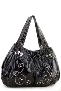 Gray Shinny Studs Designer Inspired Celeb Handbag Bag  