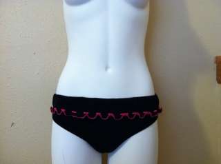 Profile Brand Black Bikini Bottoms Pink Flutter Skirt Detail Womens 