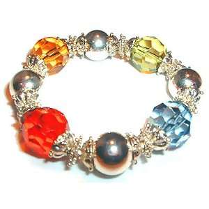 Jewel Tones Beveled Lucite Bead Beads Bracelet